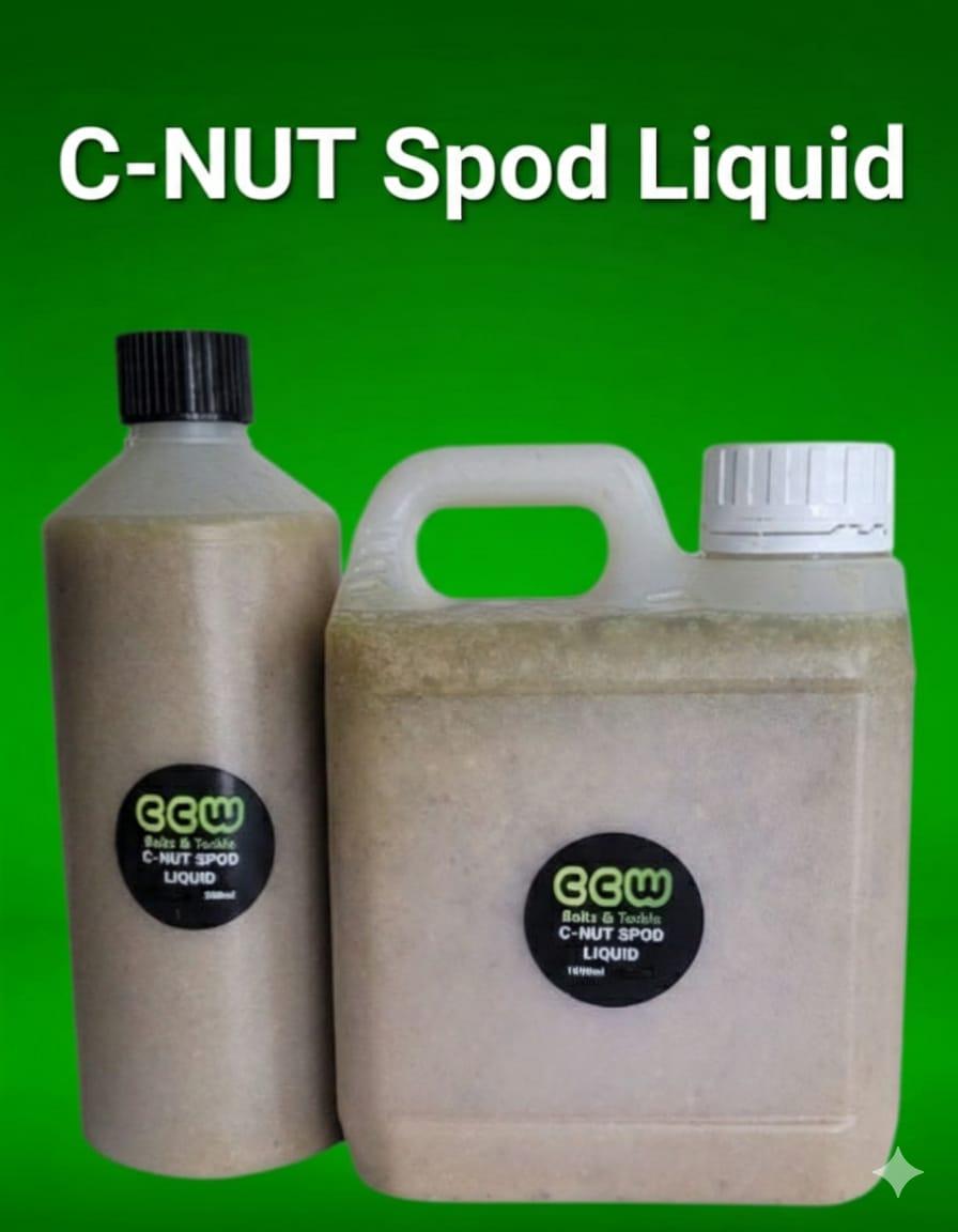 Two containers of C - NUT Spod Liquid with a green background