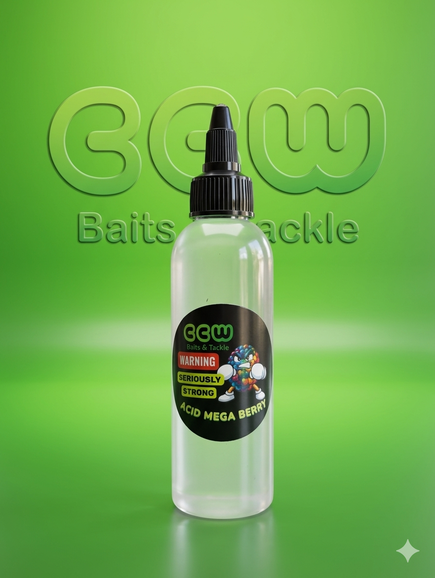 Bottle of CCW Baits & Tackle on a green background with brand logo.