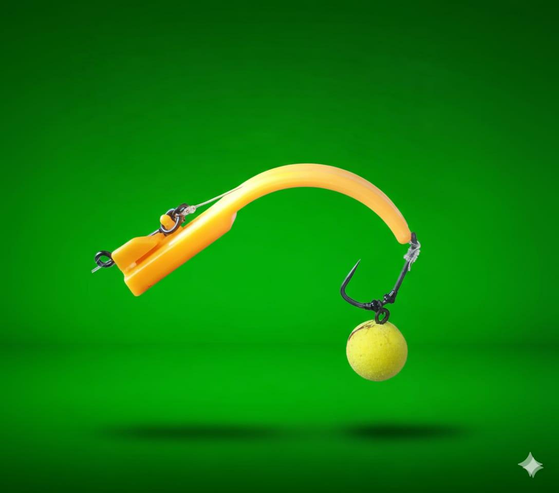 Chod Tool With a yellow body and green detailing on a green background