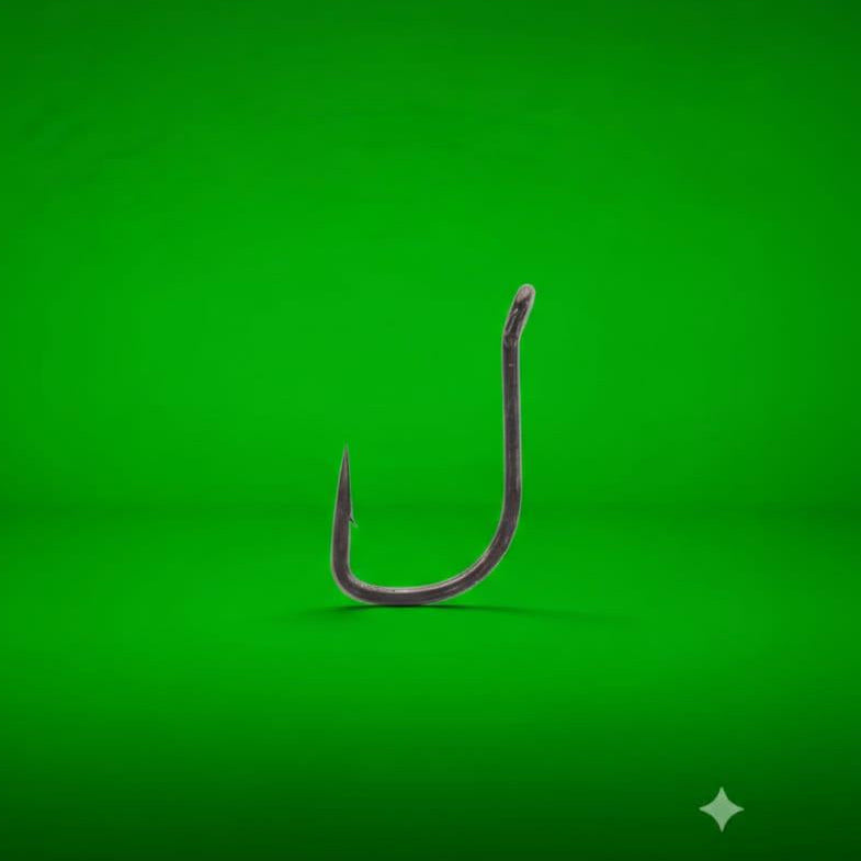 Fishing hook on a green background
