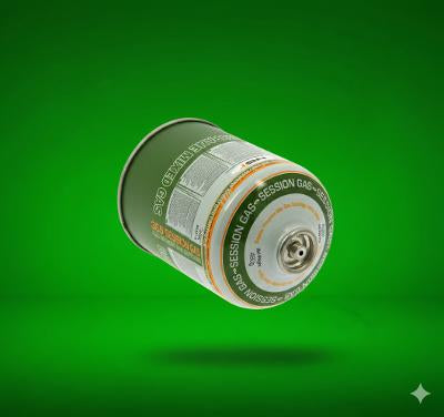 Propane tank on a green background