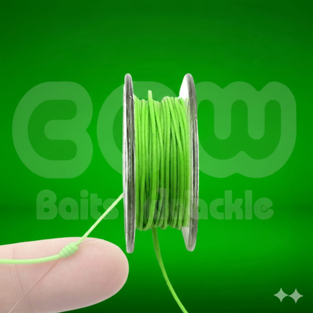 Spool of green marker elastic held by a finger against a green background with 'CCW' branding.