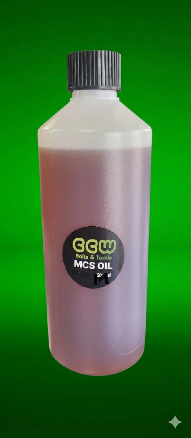 Bottle of MCS Oil with a green background