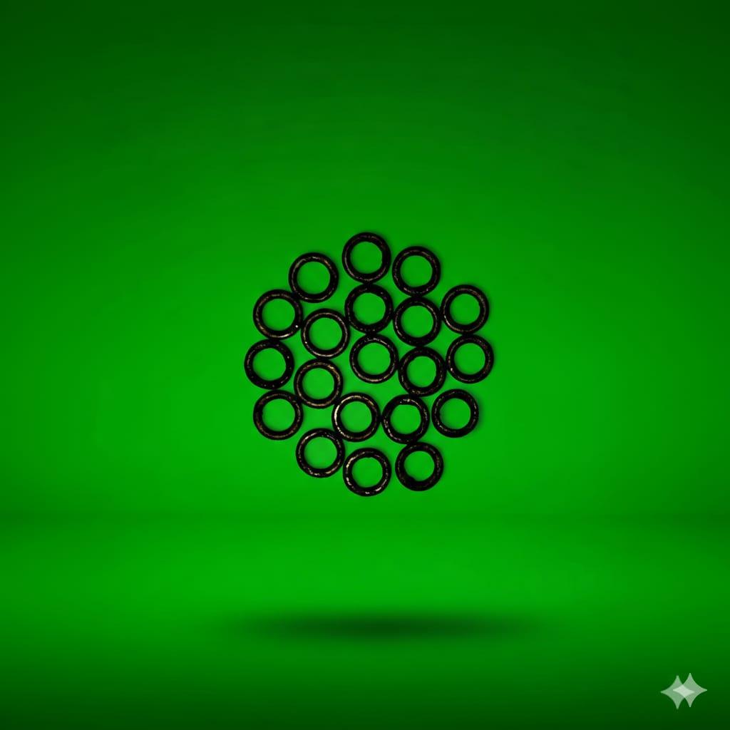 Black rig rings on a green background