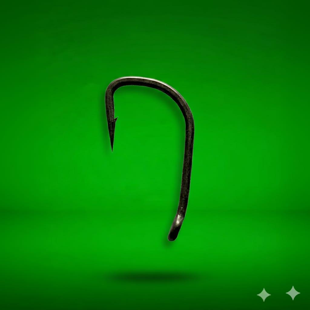 Fishing hook on a green background